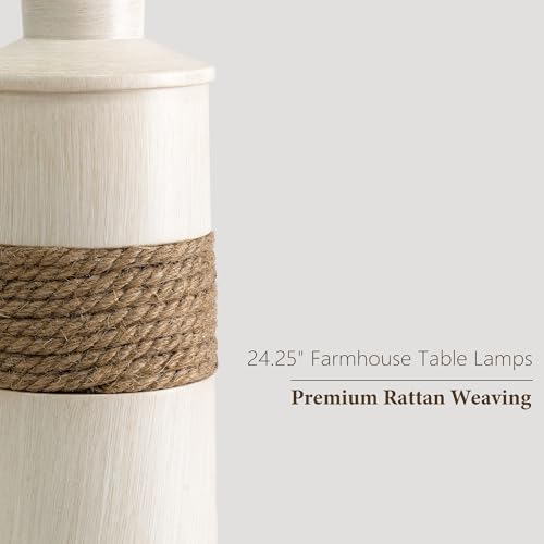24.5" Farmhouse Boho Table Lamps Set of 2 (2 Count)