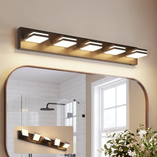 5 Light Bathroom Vanity Light (Black-5CCT / 34.3-Inch)