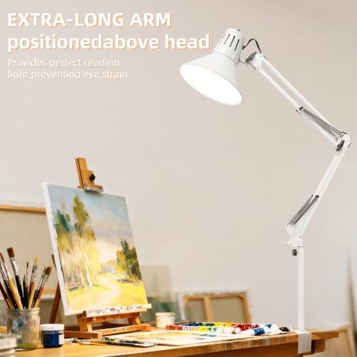 White Desk Lamp with Clamp
