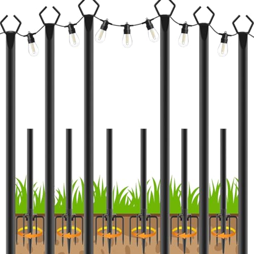 10Ft String Light Poles 6 Pack