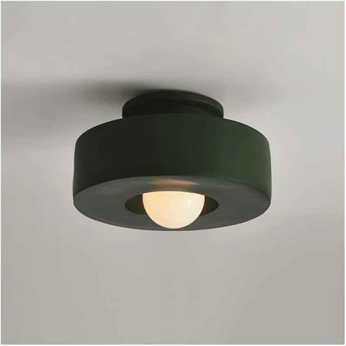 Japanese Wabi-sabi Style Resin Ceiling Light Fixture - 11.81 Inch Semi Flush Mount Ceiling Lighting for Hallway, Kitchen, Corridor, Bedroom, Entryway, Porch, Foyer(Green)