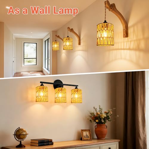 3 Pack Rattan Lamp Shades (3 Count)