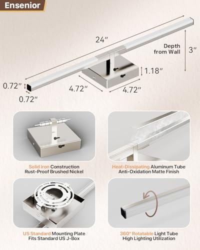 24" Brushed Nickel Modern Bathroom Vanity Lights