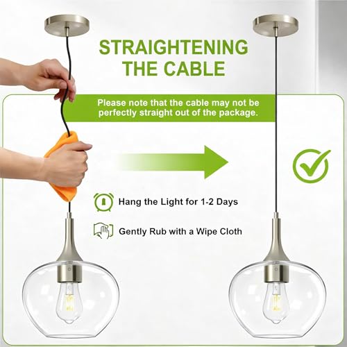 9.45in Nickel Pendant Lights Kitchen Island with Clear Glass Shade 1Pack