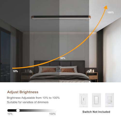 Modern LED Ceiling Light 48 Inch Wood Flush Mount Ceiling Light
