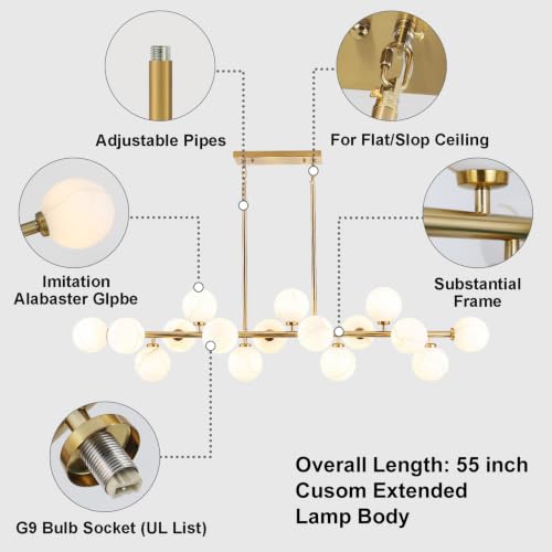 Mid Century Modern Chandelier Alabaster Pendant Light