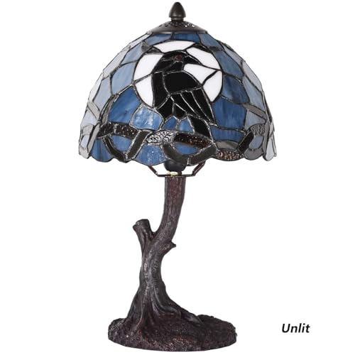 L12010 Raven Tiffany Style Stained Glass Table Lamp