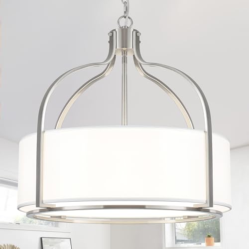 20.5" Modern Brushed Nickel Drum Chandelier