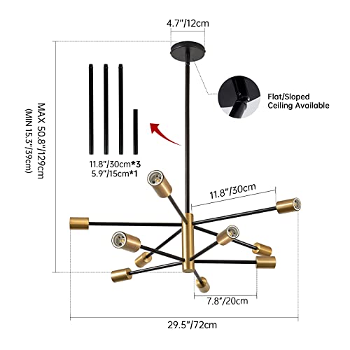 Sputnik Chandeliers Modern Black and Gold Chandeliers 10