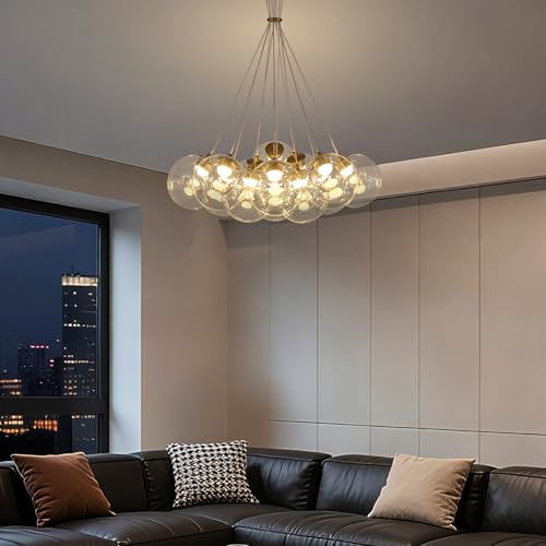 Modern Sputnik Chandeliers 13 Lights Clear Bubble Glass Chandelier Lighting