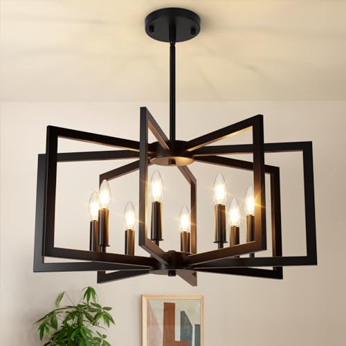 20" 62" Height Adjustable Black Kitchen Chandelier for Dining Room
