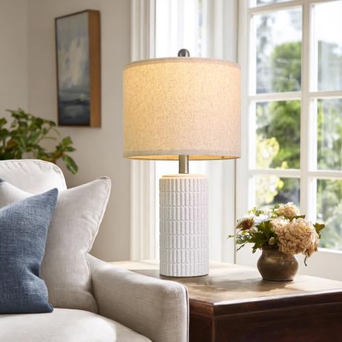 20.75" Stone Like Farmhouse Ceramic Table Lamps Set of 2 for Bedroom (2 Count)