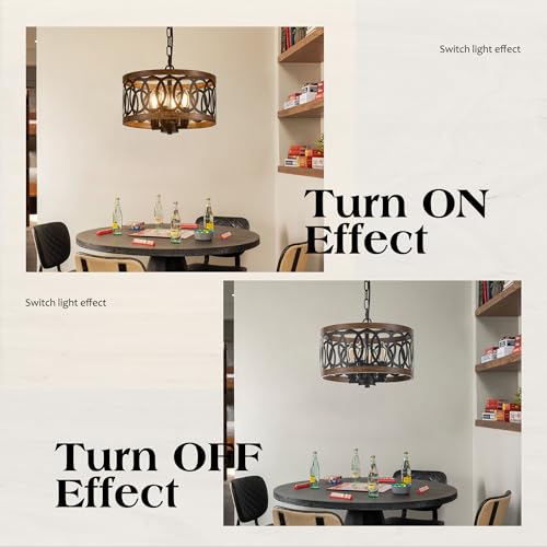 4 Light Farmhouse Drum Pendant Light (4 Count)