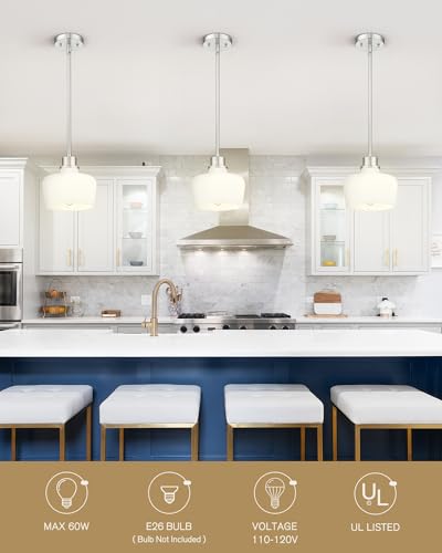 Pendant Lights Kitchen Island with Milk Glass Shade