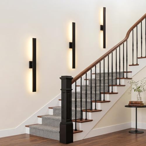 Aluminum 32 Inch Modern Wall Sconces Set of 2 LED 26W Black Sconce (2 Count)