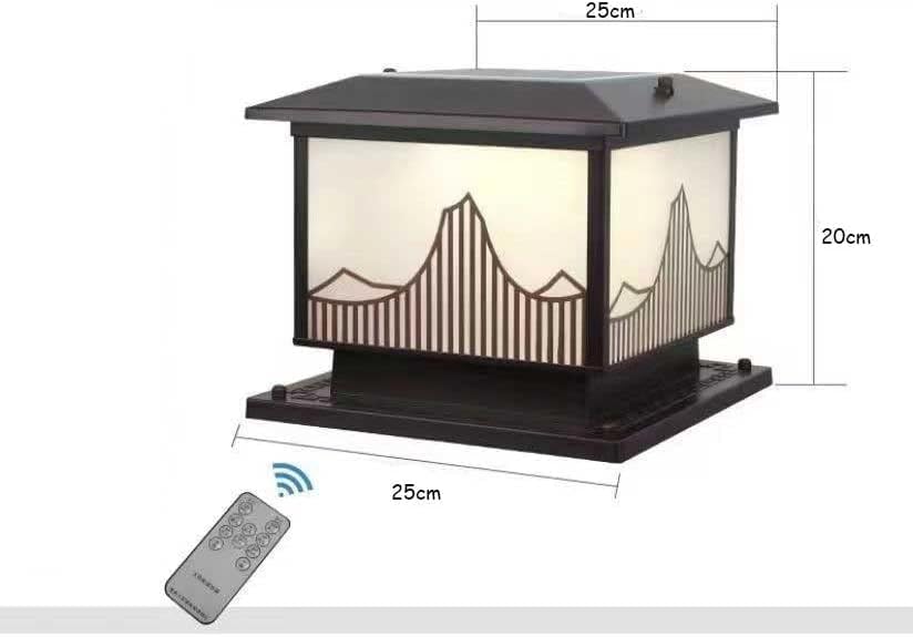 Modern Patio Solar Pillar Lights Square Fence Outdoor Table Lamp Led Pillar Light Adjustable by Remote Control Ip54 Waterproof Classic Vintage Column Lights Deck Walkw