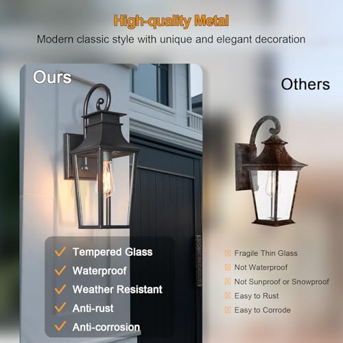ALVIME 19" Matte Black Large Outdoor Wall Sconce