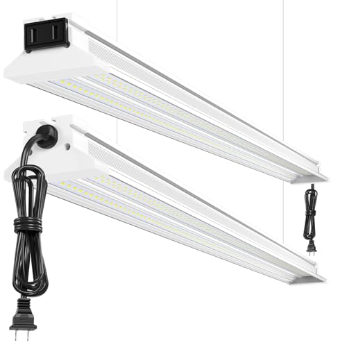 60W 4 Foot Led Shop Lights 2Pack Linkable Ceiling Or Hanging Mount for Shop