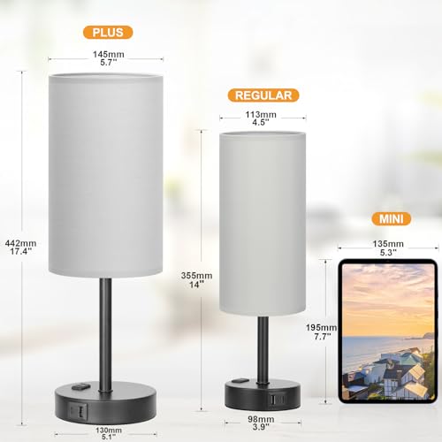 17.4" Grey Lamp for Bedroom