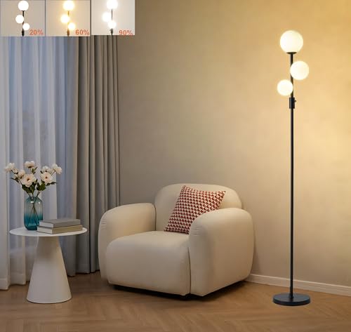 Upgraded Dimmable 3 Globe Mid Century Modern Floor Lamp
