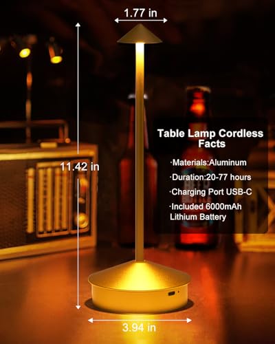 2 Pack Aluminum Cordless Table Lamp (2 Count)