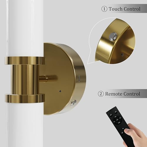Gold Wireless Battery Operated Wall Sconces with Remote Control