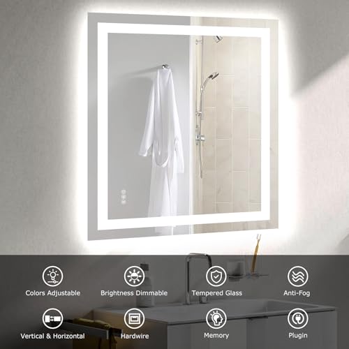 36"X32" LED Bathroom Mirror with Lights