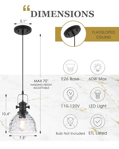2 Pack 7.5" Black Pendant Light Fixtures