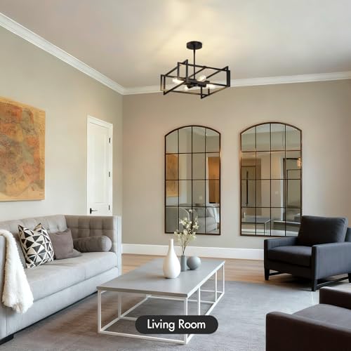 Modern Black Semi Flush Mount Ceiling Light Fixture 16.5"