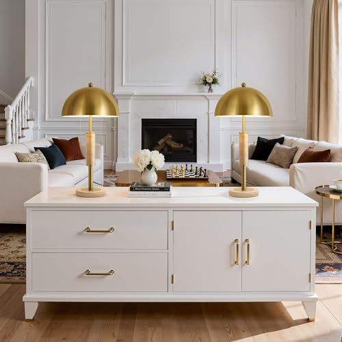 24" Modern Table Lamps Set of 2 for Living Room Gold Metal Nightstand Lamp with High (2 Count)