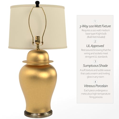 28.5" Golden Temple Jar Lamp