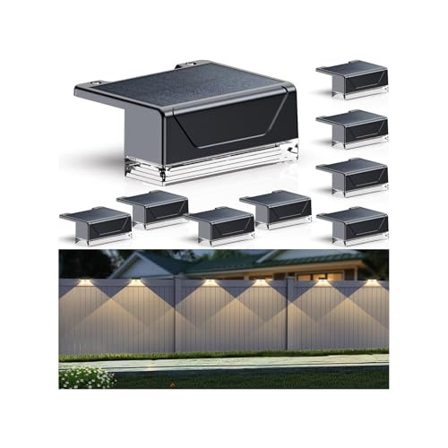 Solar Fence Lights Outdoor (8 Count)