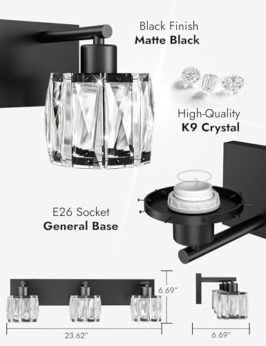 Crystal Vanity Lights for Bathrooms (3 Count)