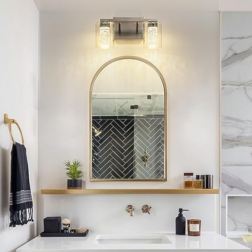 2 Light Brushed Nickel Vanity Light with 3 Color Modes