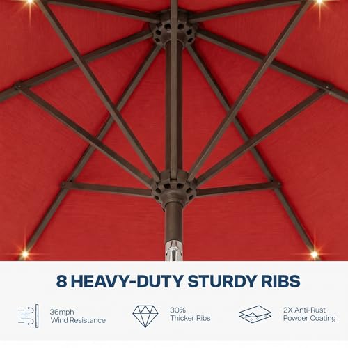 10FT Solar Patio Umbrella with Lights