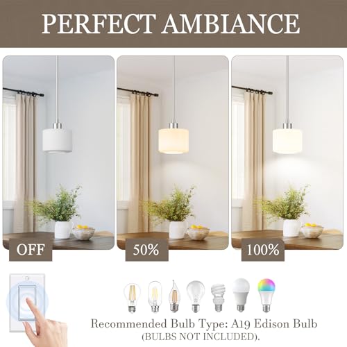 Milk Glass Pendant Lights Kitchen Island 2 Pack (2 Count)