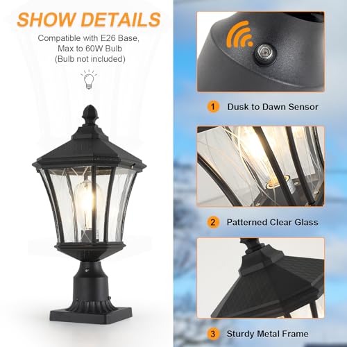 Dusk to Dawn Outdoor Post Lights with Pier Mount Base
