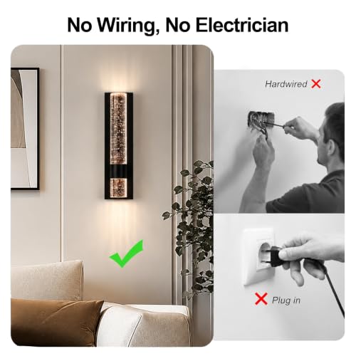Bubble Crystal Wireless Rechargeable Wall Sconce Set of 2