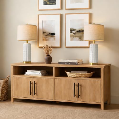 Farmhouse Table Lamps for Living Room Set of 2 with Gold Base (2 Count)