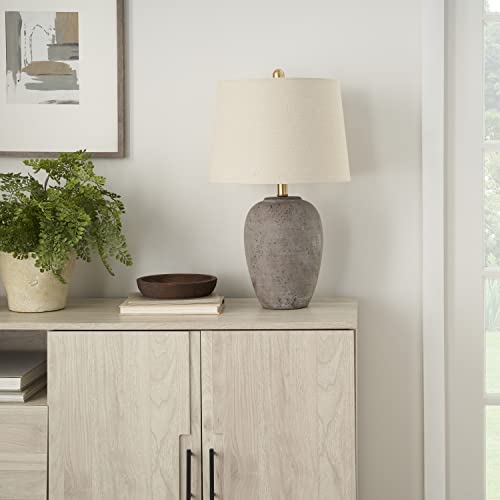 Home 23" Greyish Brown Earth Tone Rustic Farmhouse Ceramic Table Lamp for Bedroom