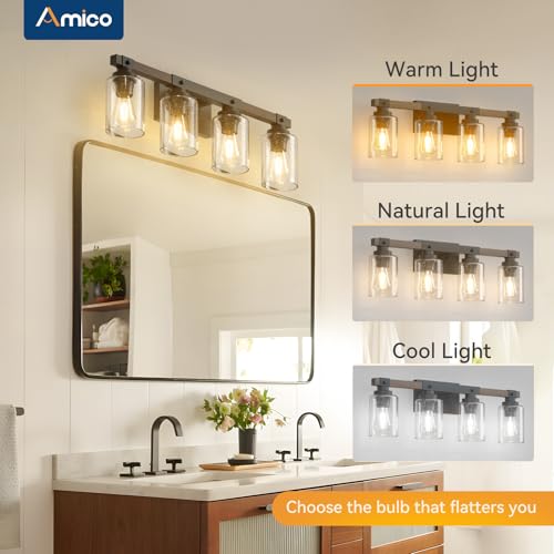 4 Light Farmhouse Bathroom Vanity Light