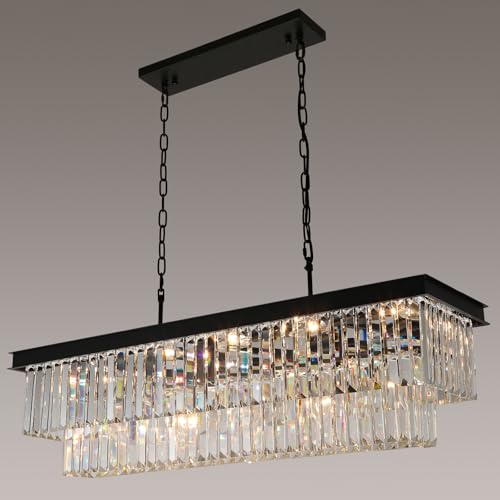 Black Crystal Chandeliers for Dining Room