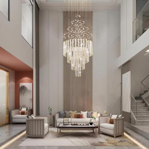 6 Light Flush Mount High Ceiling Chandelier