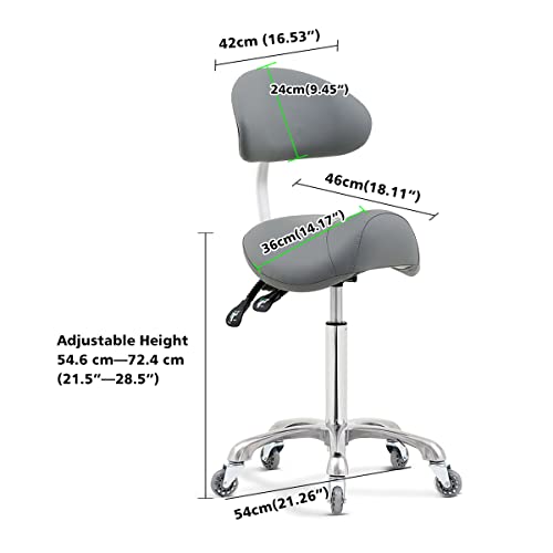 Saddle Stool Rolling Chair with Back Support