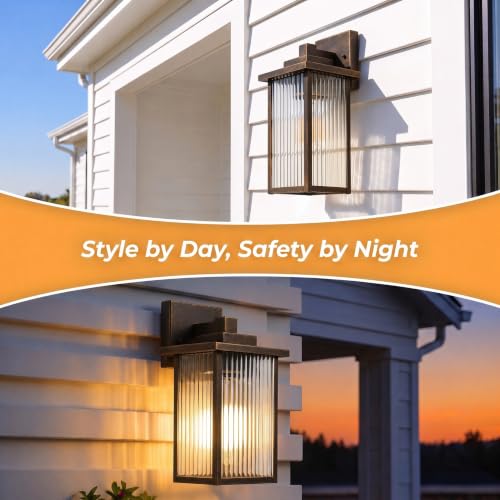 13" Black Brush Gold Outdoor Wall Light