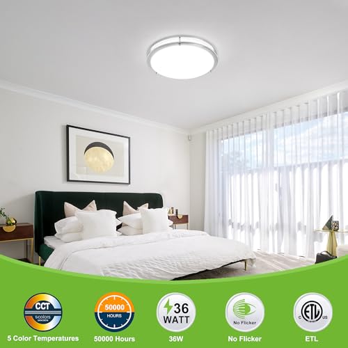 16 inch Dimmable LED Flush Mount Ceiling Light Fixture