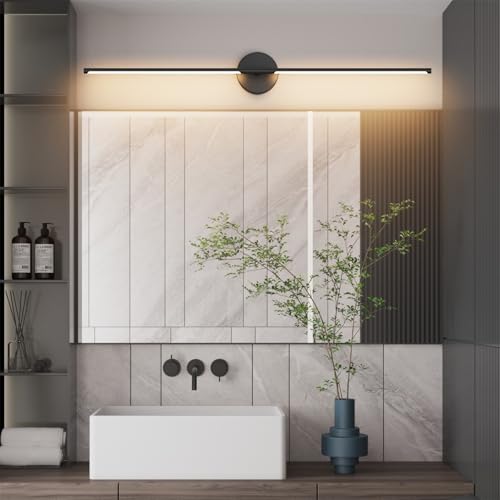 Modern Wall Sconces Set of Two 3000K 40In Hardwired Black Bathroom Sconce Vanity Light Bar 360° Rotate Warm Light for Bedroom Bathroom (2 Count)