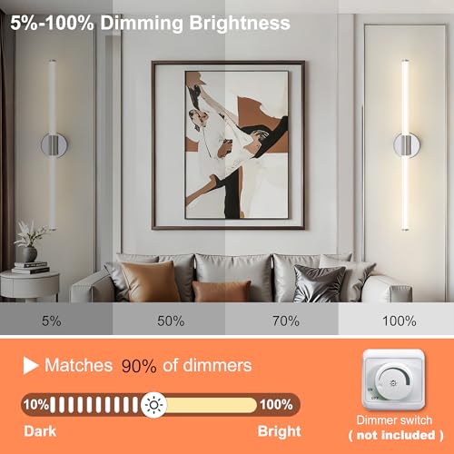LED Bathroom Vanity Lights Chrome Wall Sconce Modern 30"