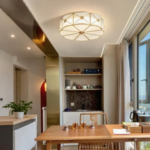 14 Inch Brass Flush Mount Ceiling Light