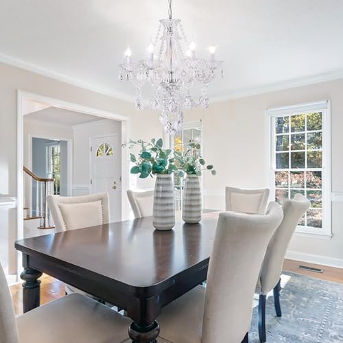 Modern Crystal Chandelier with 6 E12 Sockets